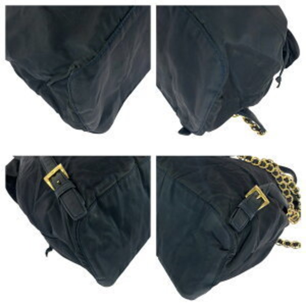 Prada Tessuto Triangular Chain Shoulder Black Nyl… - image 3